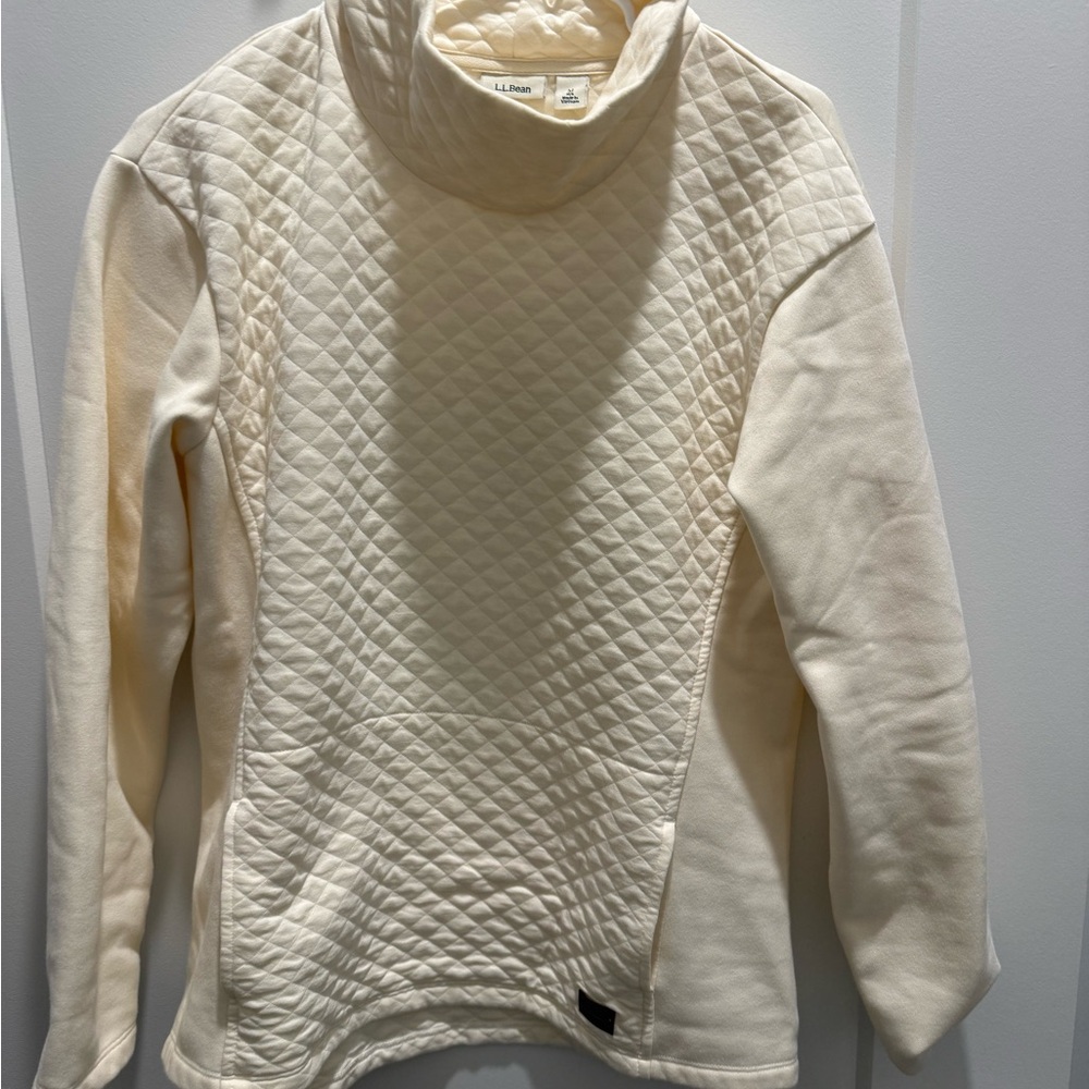L.L. Bean Off-White Quilted Hoodie